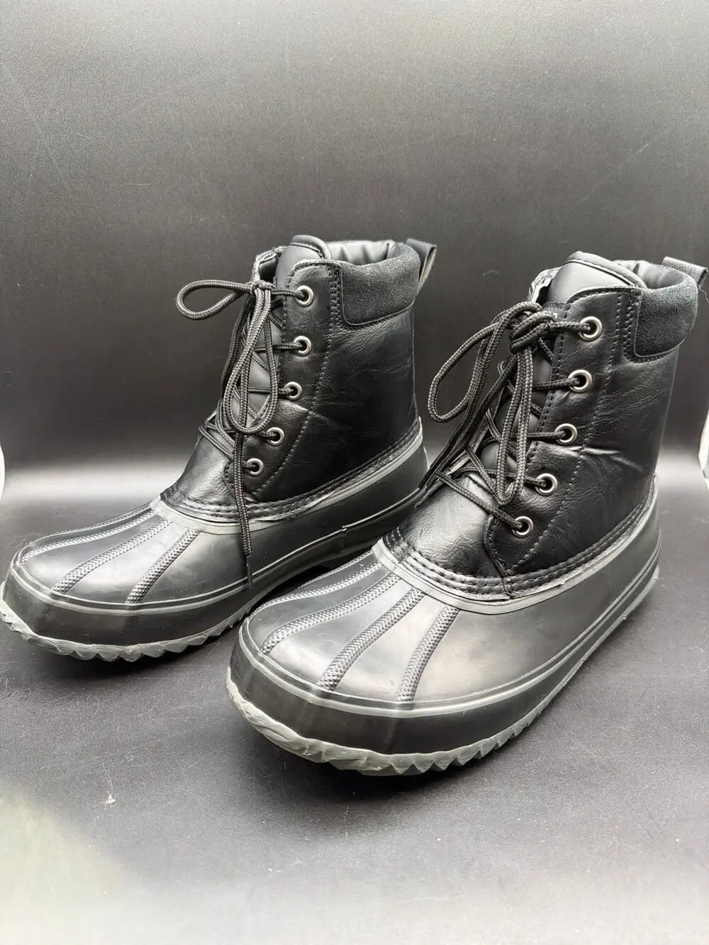 London Fog Ashford 2 Duck Boots Mens 9M Black Waterproof Insulated Winter Boots